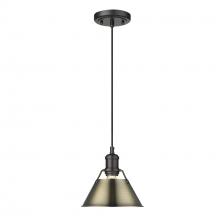  3306-S BLK-AB - Orwell BLK Small Pendant - 7" in Matte Black with Aged Brass shade